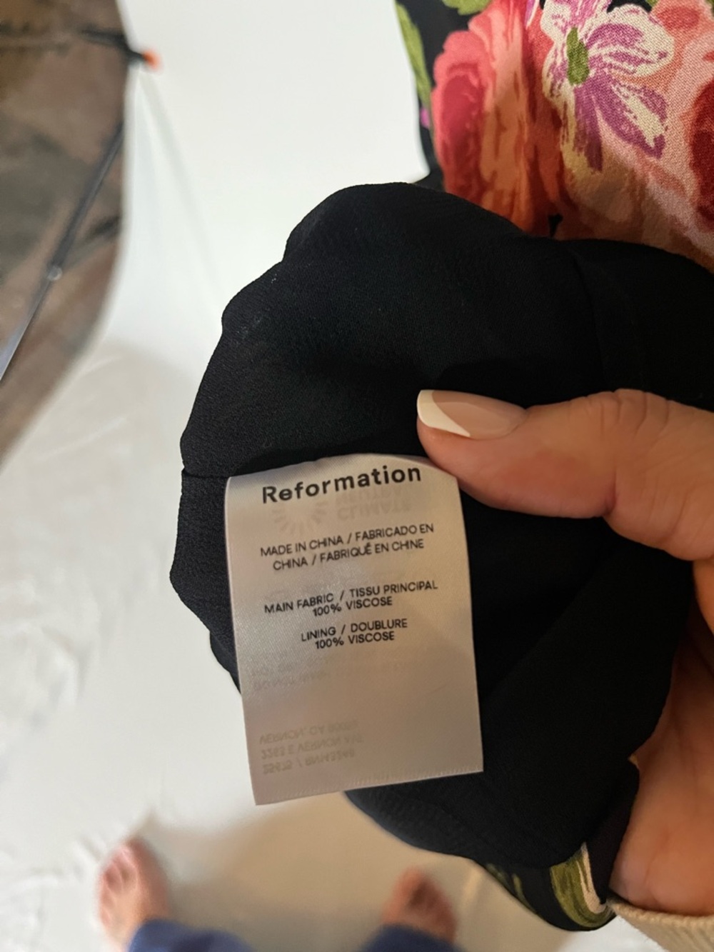 Reformation Nikita Black Floral Cottage Dress - Size 10 - Picture 8 of 9